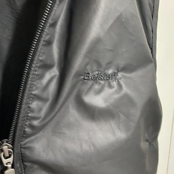 Belstaff Silver Label Black Coated Zip Up Vest Navy Trim Sz 44 (US 10/L) - Picture 9 of 15